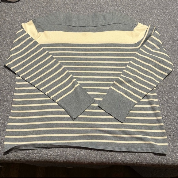 Chaps Sweater Blue & White Stripes Long Sleeves Coastal Prep Nautical Size XXL - Picture 1 of 10